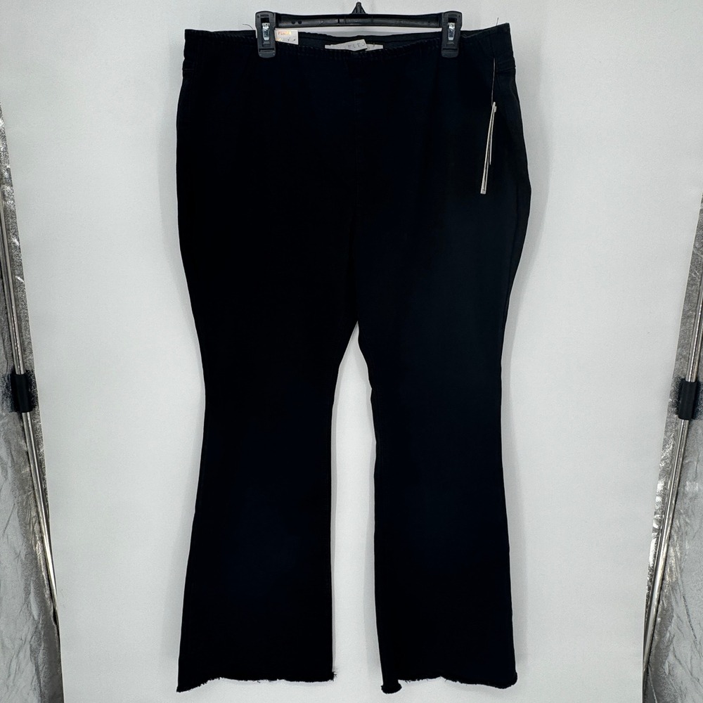 Tinseltown JUNIOR PLUS FASHION DENIM BLACK WASH HI RISE FLARE JEANS 20W New
